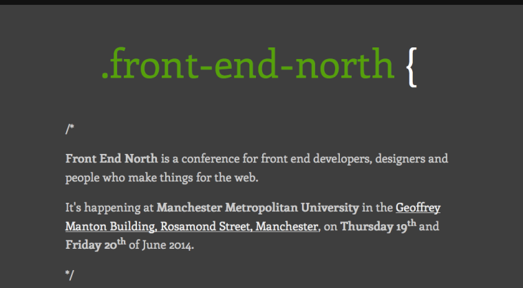 The Front End North 'coming soon' page